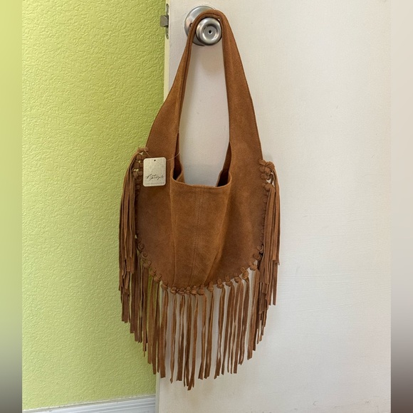 Free People Tan Suede Fringe Hobo Bag - Picture 14 of 16